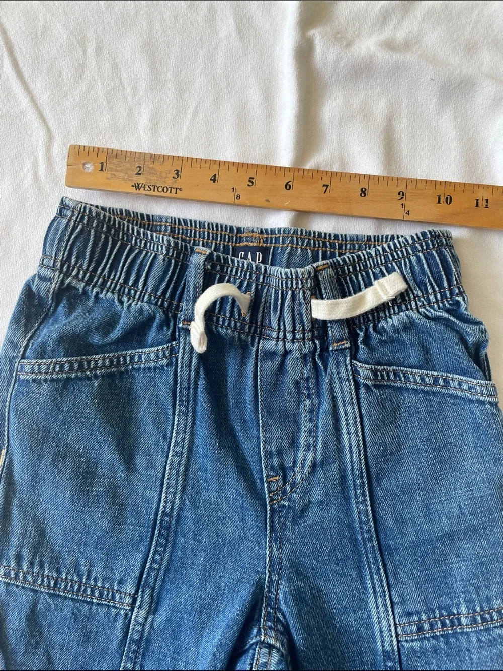 GAP KIDS Wide Leg Utility Denim Jeans - Size Medium Comfy Blue Pants Long
